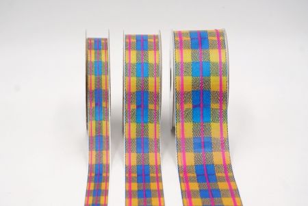 Senf, Türkis und Rose Retro Karomusterband_AI